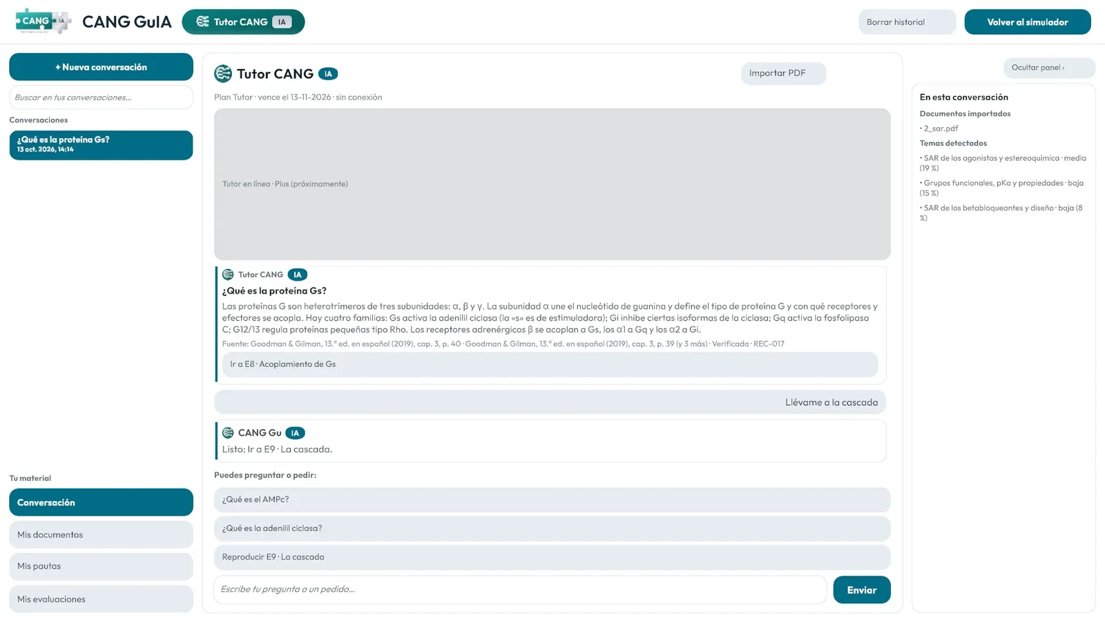 Conversación con el Tutor CANG con respuesta citada y verificada